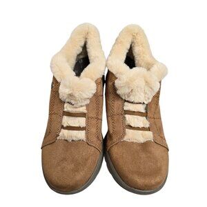 Brown Faux Fur-Lined Slip-On Shoes Cozy Comfort Stylish Warm boho cottagecore